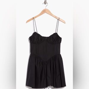 Good American Black Corset Poplin Mini Dress Women’s Medium NWT